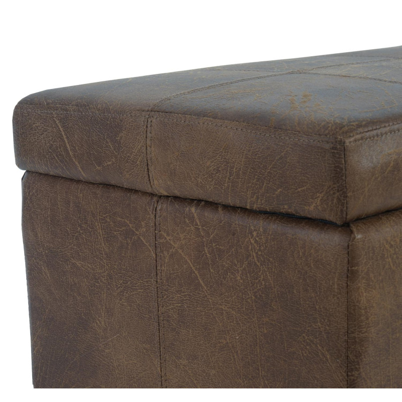 Banc/banquette/coffre de rangement Kriens, 112x45x45cm, similicuir - aspect daim marron