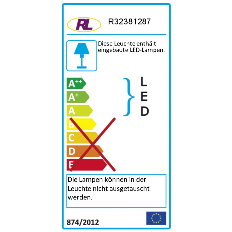 Lampe suspension lustre RL117, LED, avec suspension barre - 12W, 80cm