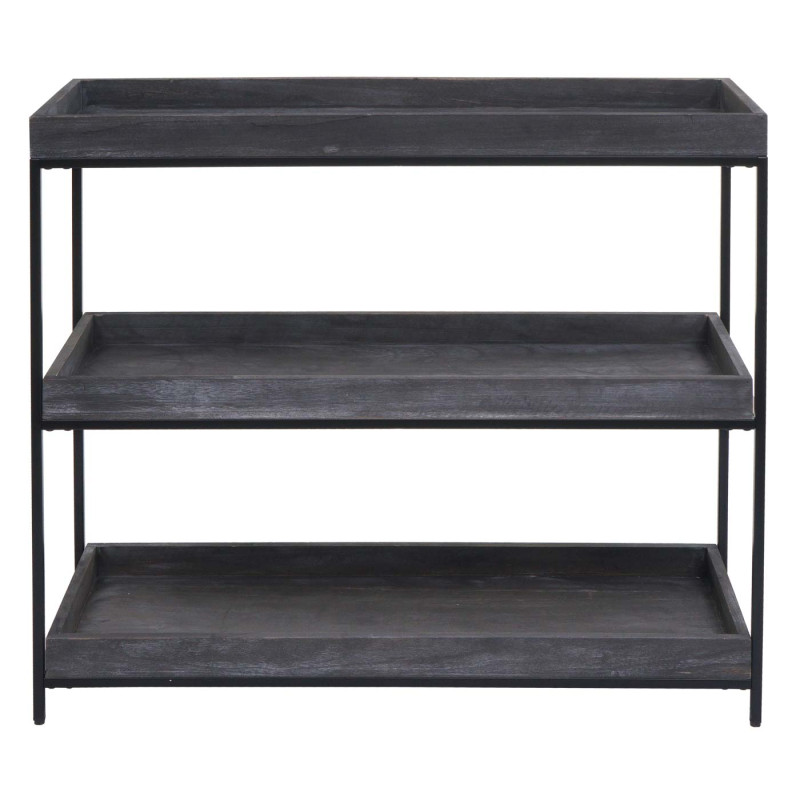 Étagère sur pied Étagère à plantes Étagère à livres, bois métal 3 étagères 90x100x35cm MVG-certifié - gris foncé