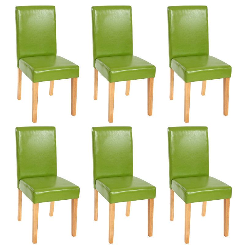 Lot de 6 chaises de séjour Littau -simili-cuir, vert, pieds clairs