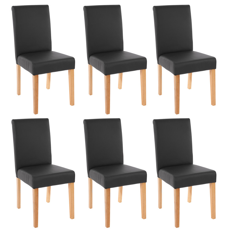 Lot de 6 chaises de séjour Littau -simili-cuir, noir mat, pieds clairs