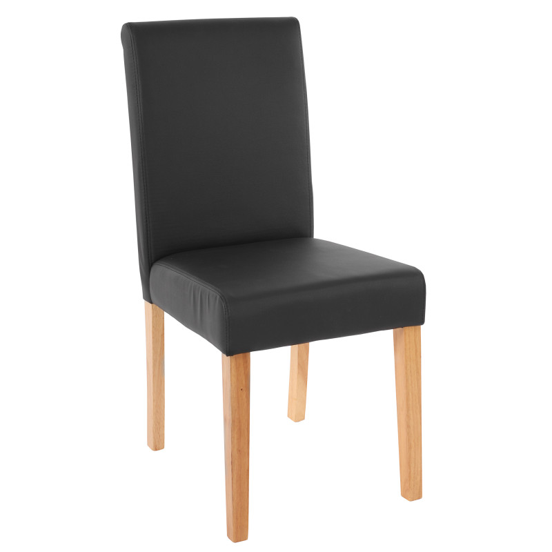 Lot de 6 chaises de séjour Littau -simili-cuir, noir mat, pieds clairs