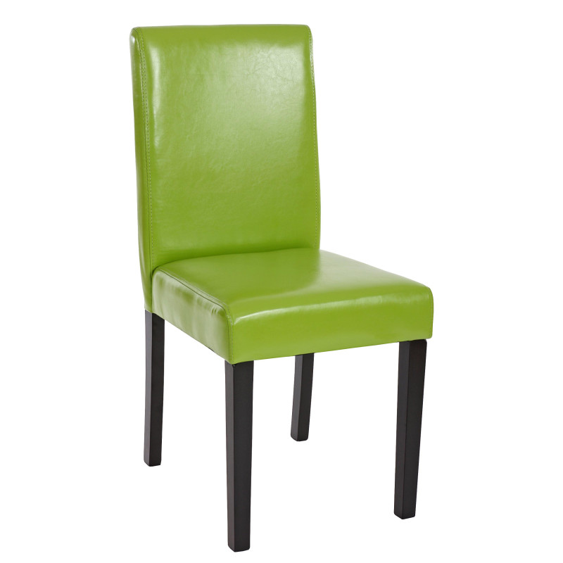 Lot de 6 chaises de séjour Littau -simili-cuir, vert, pieds foncés