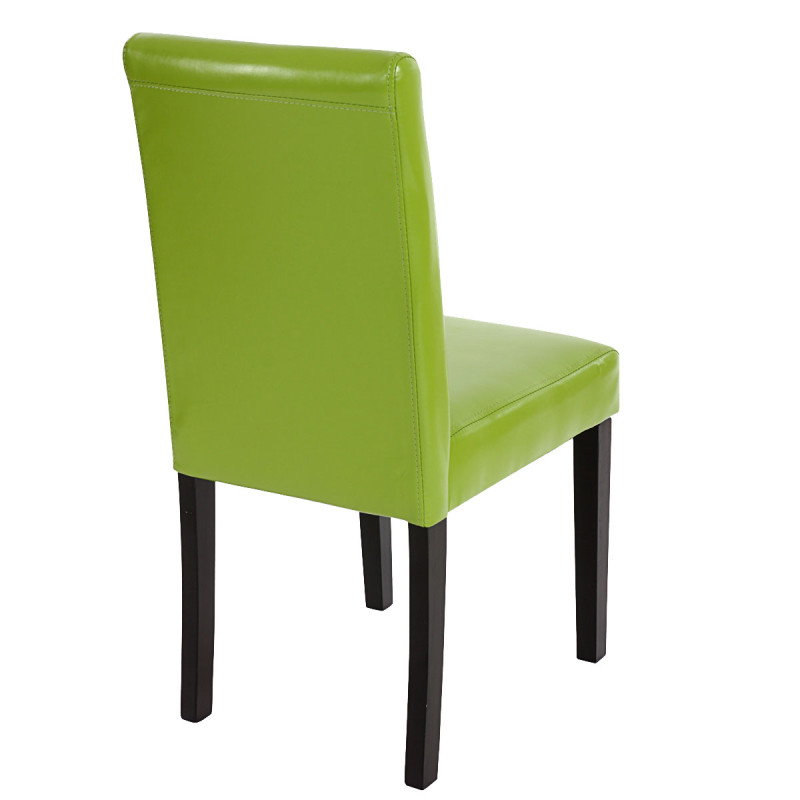 Lot de 6 chaises de séjour Littau -simili-cuir, vert, pieds foncés