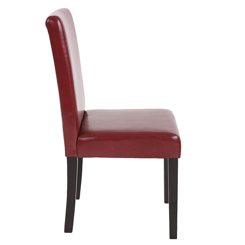 Lot de 6 chaises de séjour Littau -simili-cuir, brun rouge, pieds foncés