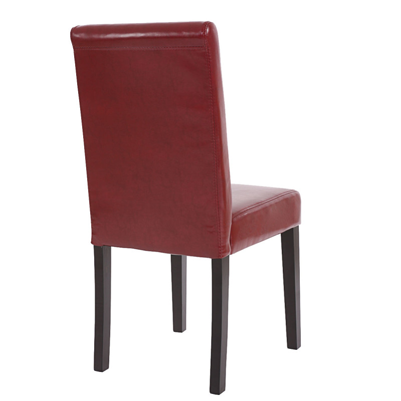 Lot de 6 chaises de séjour Littau -simili-cuir, brun rouge, pieds foncés