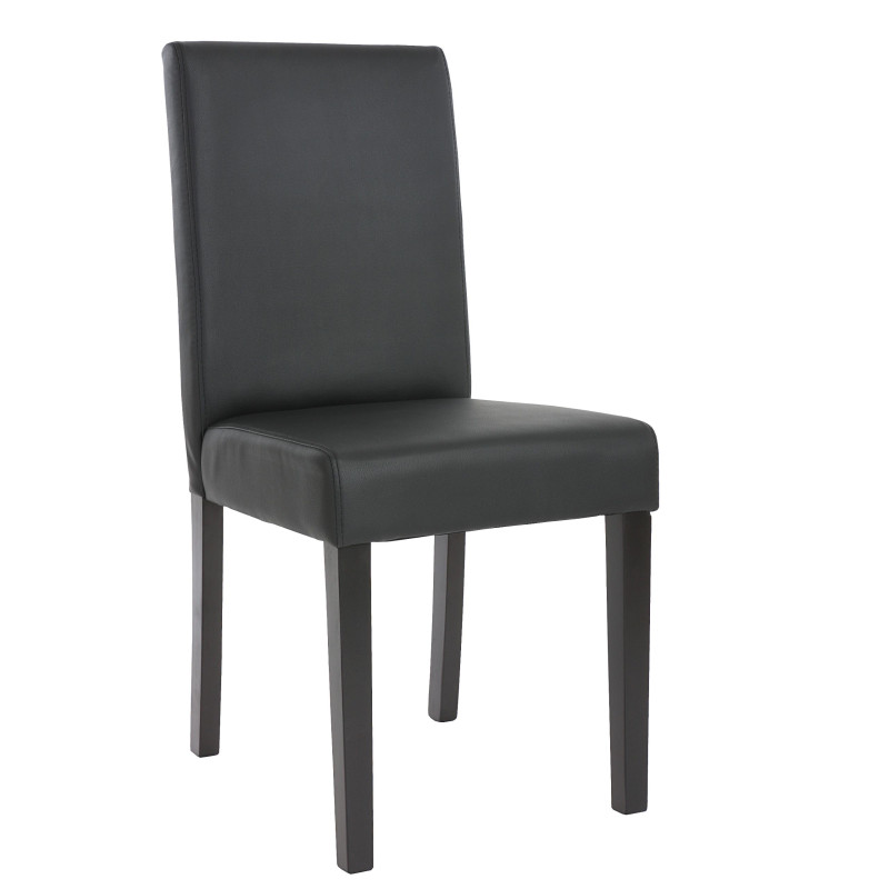 Lot de 6 chaises de séjour Littau -simili-cuir, noir mat, pieds foncés