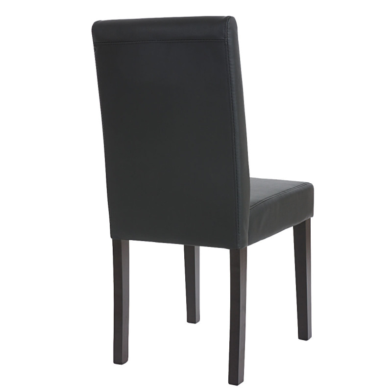 Lot de 6 chaises de séjour Littau -simili-cuir, noir mat, pieds foncés