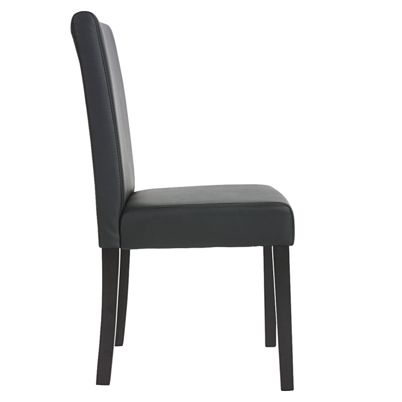 Lot de 6 chaises de séjour Littau -simili-cuir, noir mat, pieds foncés