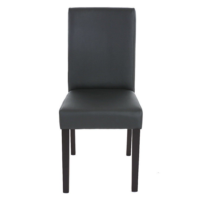 Lot de 6 chaises de séjour Littau -simili-cuir, noir mat, pieds foncés