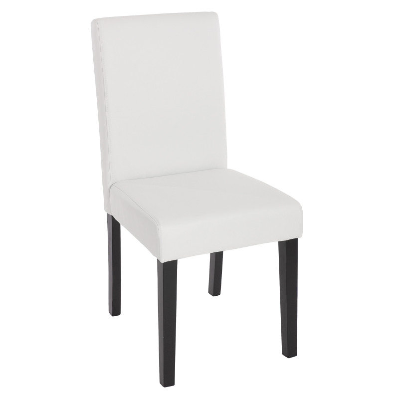 Lot de 6 chaises de séjour Littau -simili-cuir, blanc mat, pieds foncés