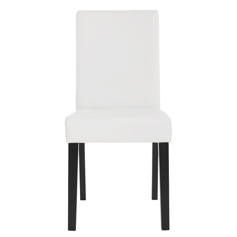 Lot de 6 chaises de séjour Littau -simili-cuir, blanc mat, pieds foncés