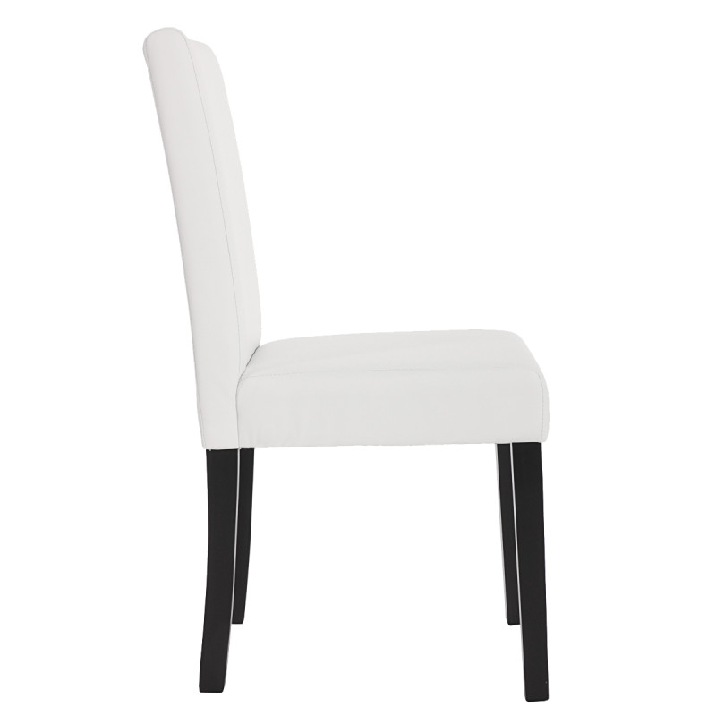 Lot de 6 chaises de séjour Littau -simili-cuir, blanc mat, pieds foncés