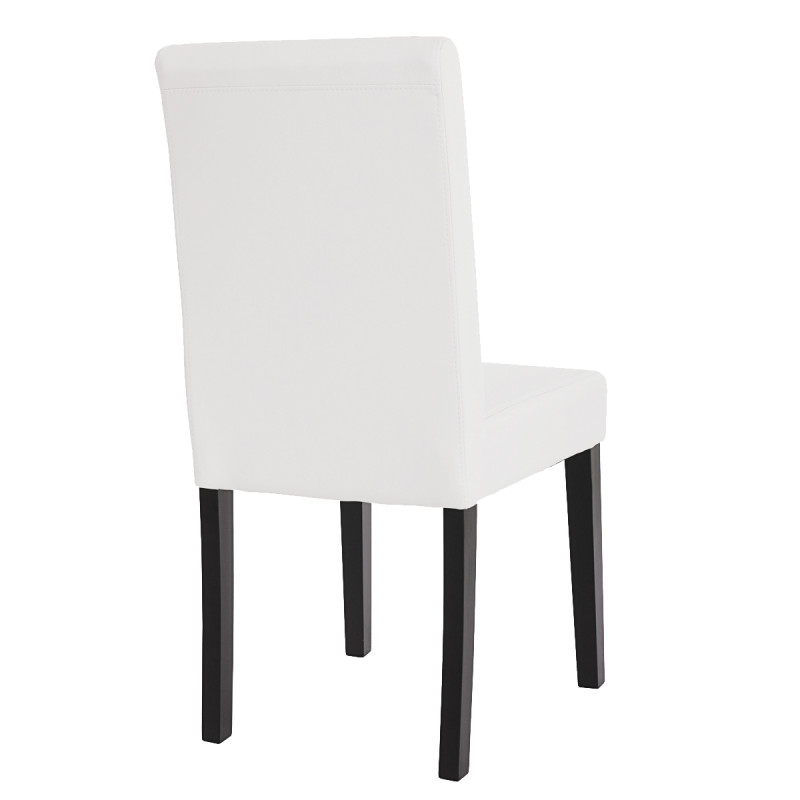 Lot de 6 chaises de séjour Littau -simili-cuir, blanc mat, pieds foncés