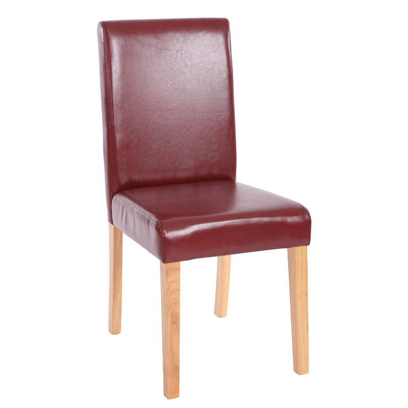 Lot de 6 chaises de séjour Littau -simili-cuir, brun rouge, pieds clairs