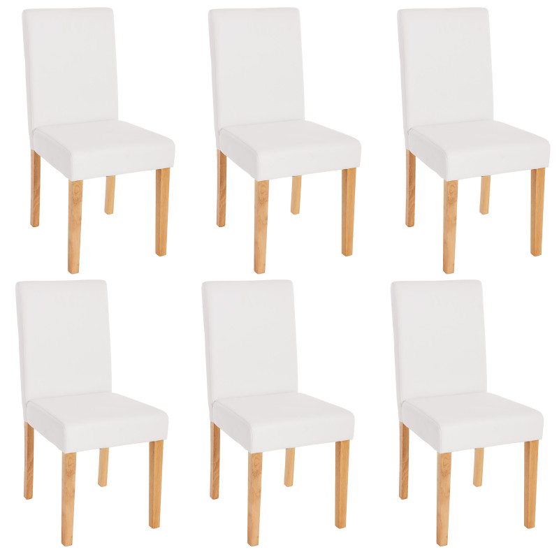 Lot de 6 chaises de séjour Littau -simili-cuir, blanc mat, pieds clairs