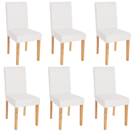 Lot de 6 chaises de séjour Littau -simili-cuir, blanc mat, pieds clairs