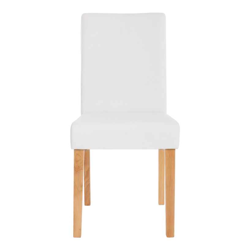 Lot de 6 chaises de séjour Littau -simili-cuir, blanc mat, pieds clairs