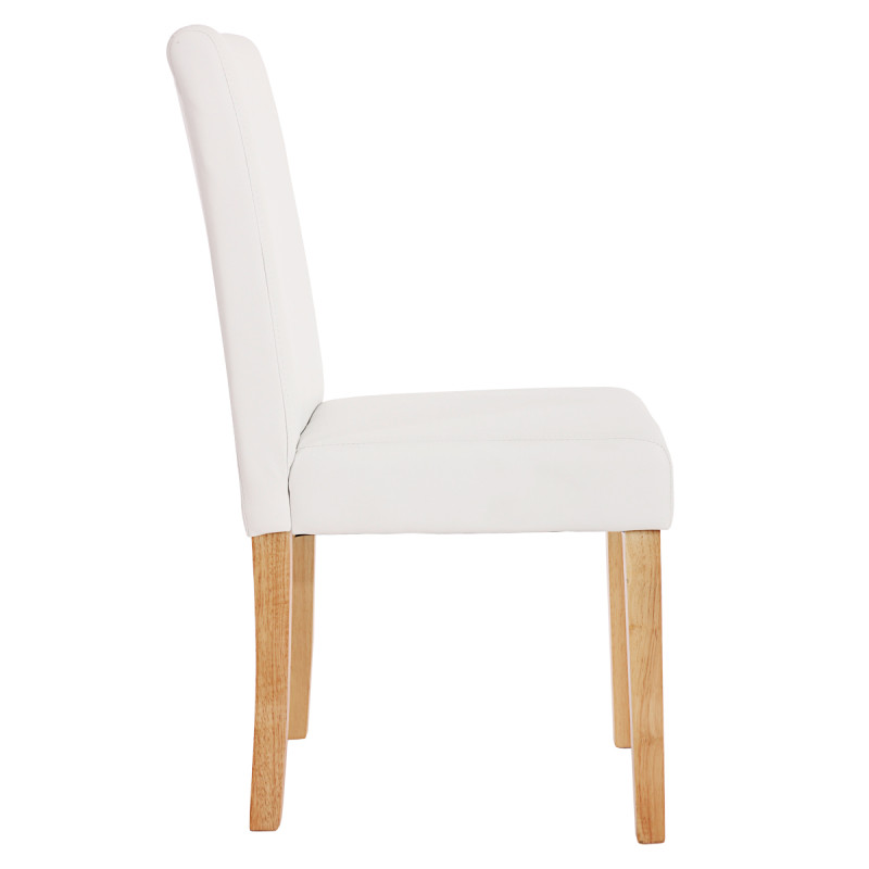 Lot de 6 chaises de séjour Littau -simili-cuir, blanc mat, pieds clairs