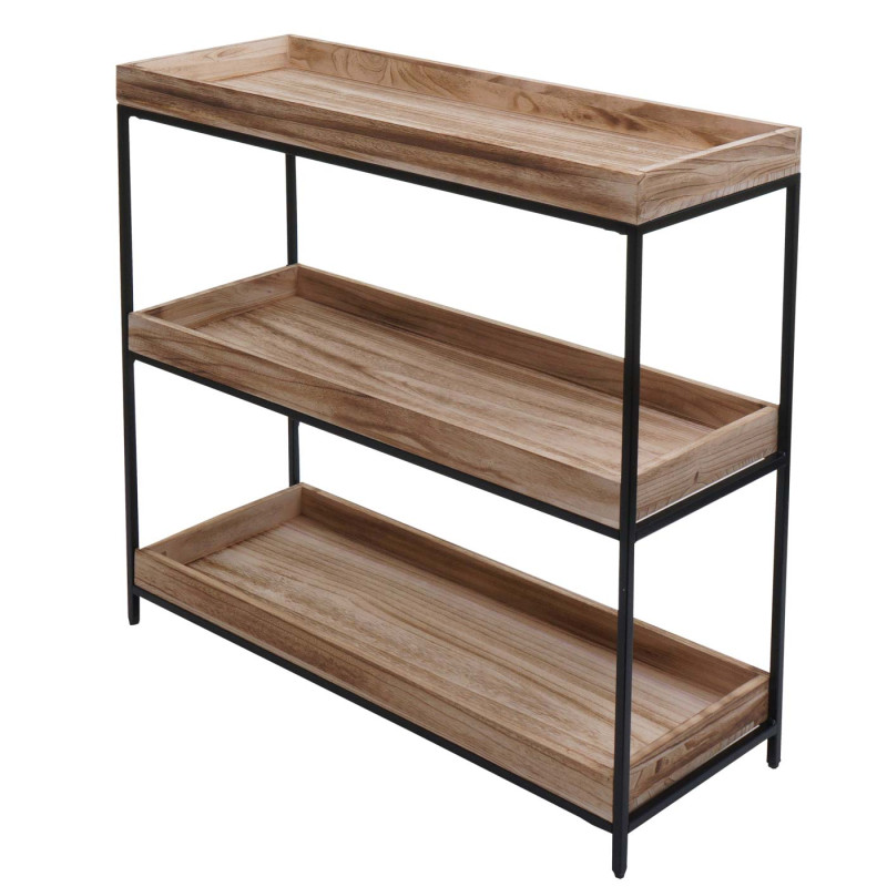 Étagère sur pied Étagère à plantes Étagère à livres, bois métal 3 étagères 90x100x35cm MVG-certifié - couleur naturelle