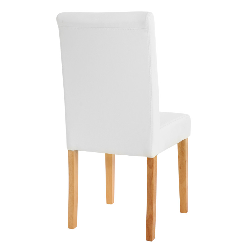 Lot de 6 chaises de séjour Littau -simili-cuir, blanc mat, pieds clairs