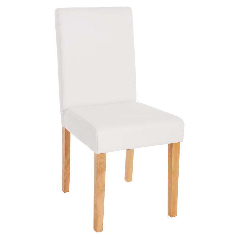 Lot de 6 chaises de séjour Littau -simili-cuir, blanc mat, pieds clairs