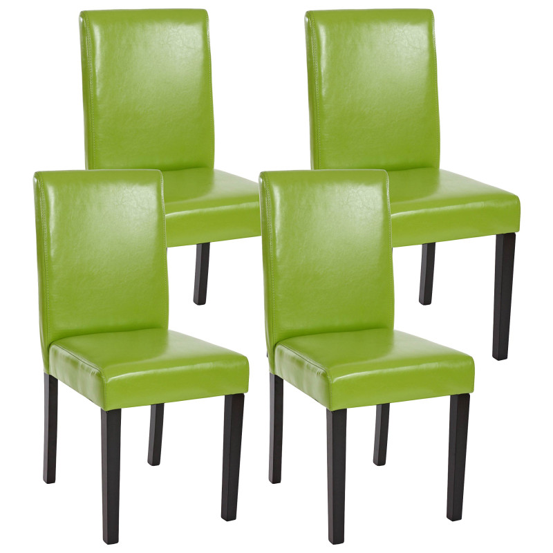 Lot de 4 chaises de séjour Littau, simili-cuir, vert, pieds foncés