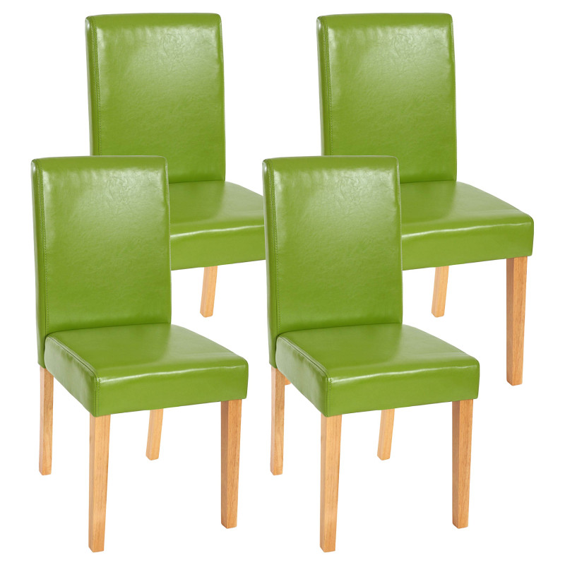 Lot de 4 chaises de séjour Littau, simili-cuir, vert, pieds clairs