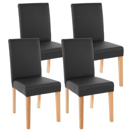 Lot de 4 chaises de séjour Littau, simili-cuir, noir mat, pieds clairs