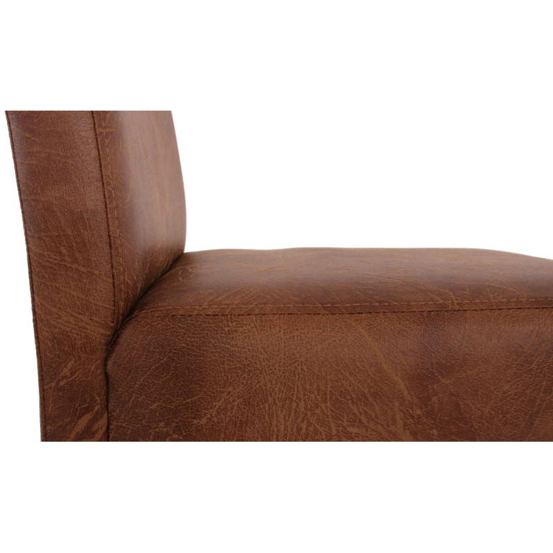 Lot de 2 tabourets de bar similicuir - aspect daim marron, pieds foncés