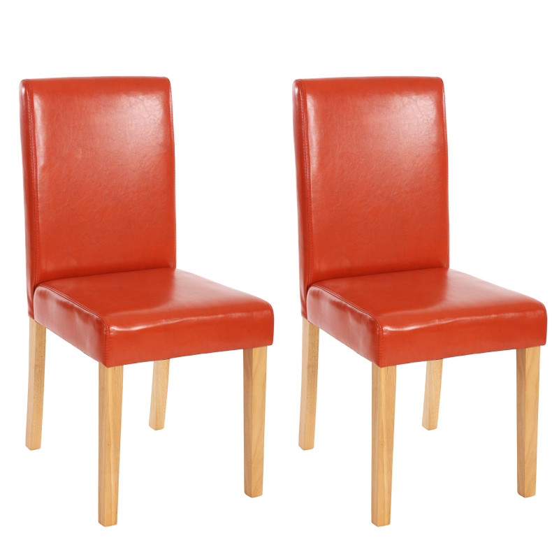 Lot de 2 chaises de séjour Littau - simili-cuir, terracotta, pieds clairs