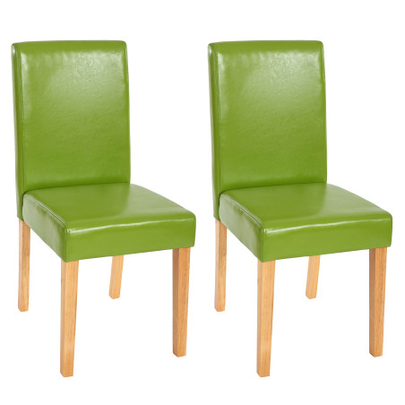 Lot de 2 chaises de séjour Littau - simili-cuir, vert, pieds clairs