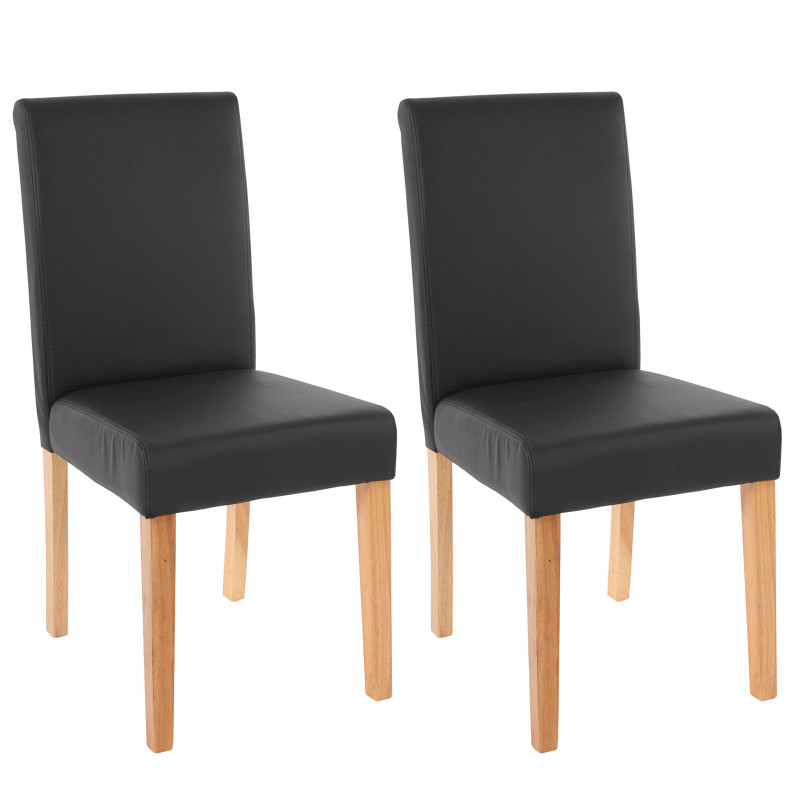 Lot de 2 chaises de séjour Littau - simili-cuir, noir mat, pieds clairs