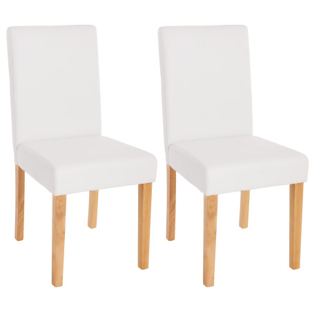 Lot de 2 chaises de séjour Littau - simili-cuir, blanc mat, pieds clairs