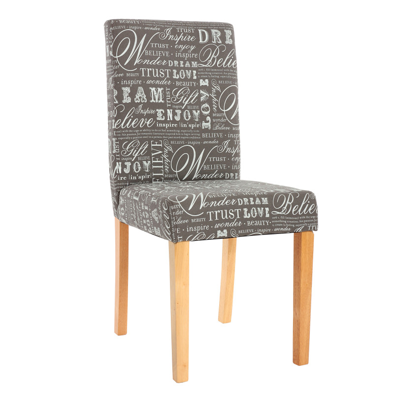 Lot de 6 chaises de séjour Littau, tissu gris words fabric, pieds clairs