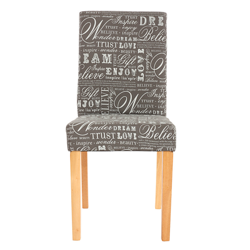 Lot de 6 chaises de séjour Littau, tissu gris words fabric, pieds clairs