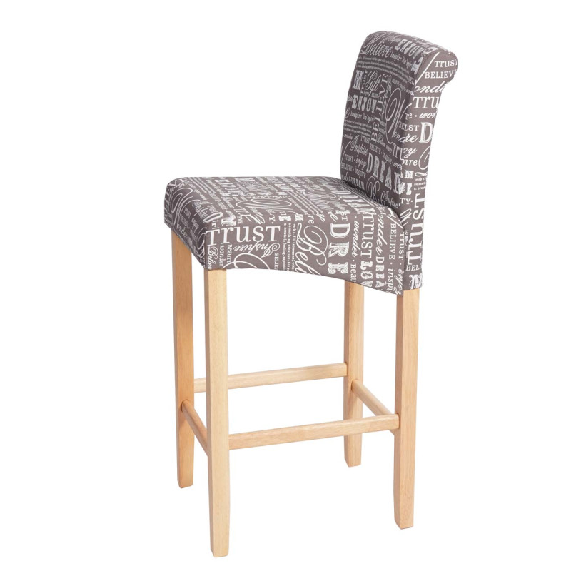 Lot de 2 tabourets de bar tissu words fabric - gris, pieds clairs