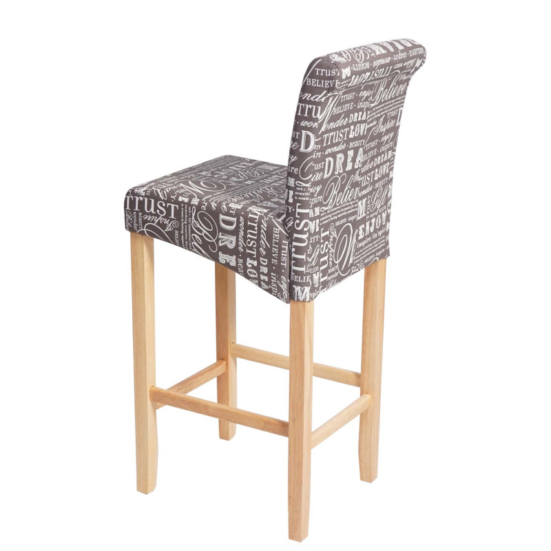 Lot de 2 tabourets de bar tissu words fabric - gris, pieds clairs