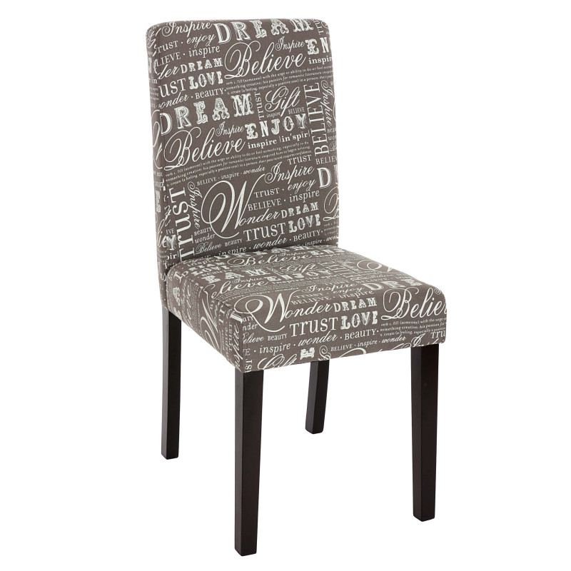 Lot de 4 chaises de séjour Littau - tissu gris words fabric, pieds foncés