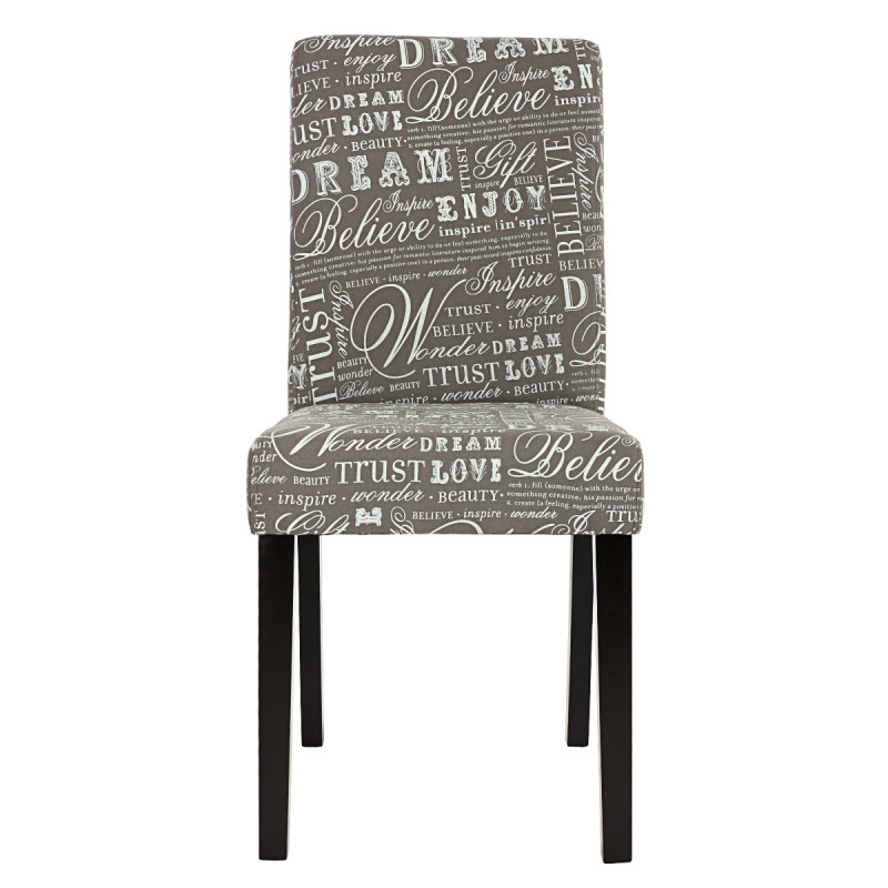 Lot de 4 chaises de séjour Littau - tissu gris words fabric, pieds foncés