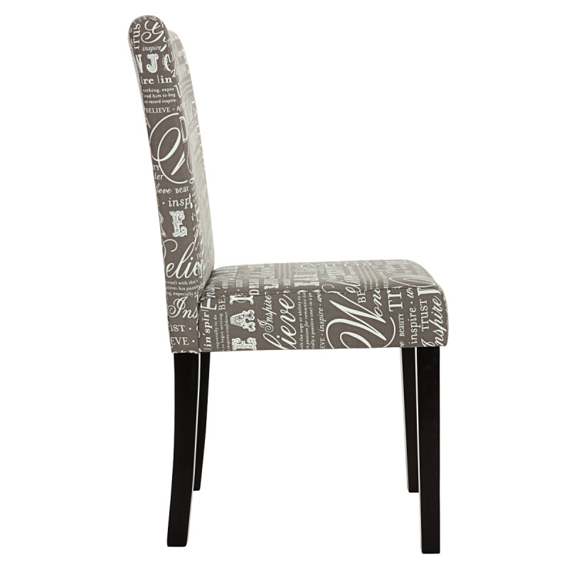 Lot de 4 chaises de séjour Littau - tissu gris words fabric, pieds foncés