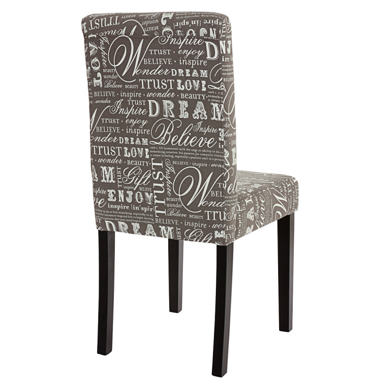 Lot de 4 chaises de séjour Littau - tissu gris words fabric, pieds foncés