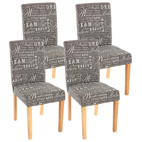 Lot de 4 chaises de séjour Littau - tissu gris words fabric, pieds clairs