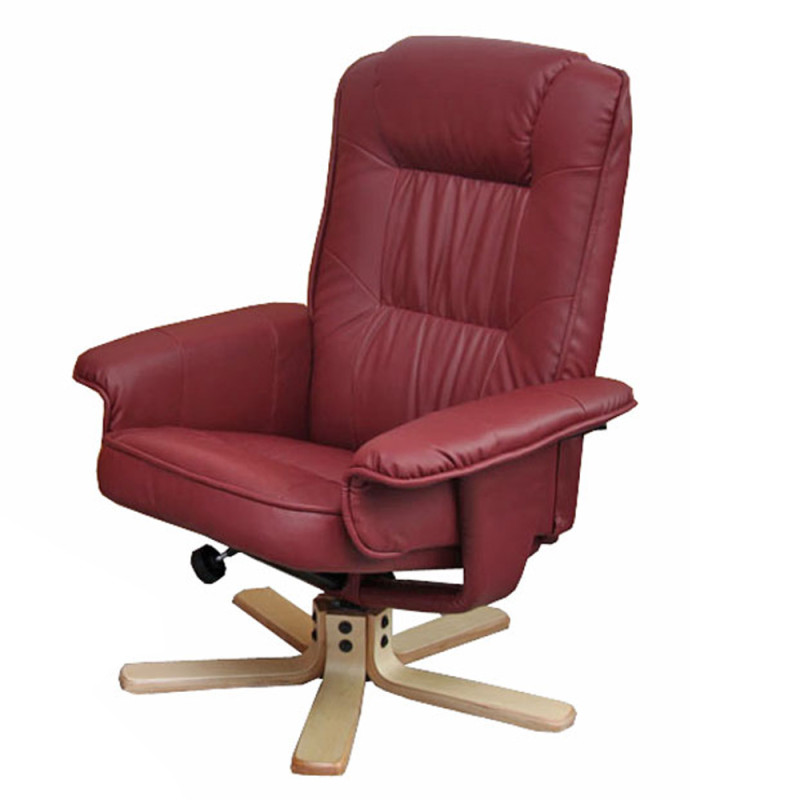 Fauteuil relax /de relaxation M56, simili-cuir, bordeaux