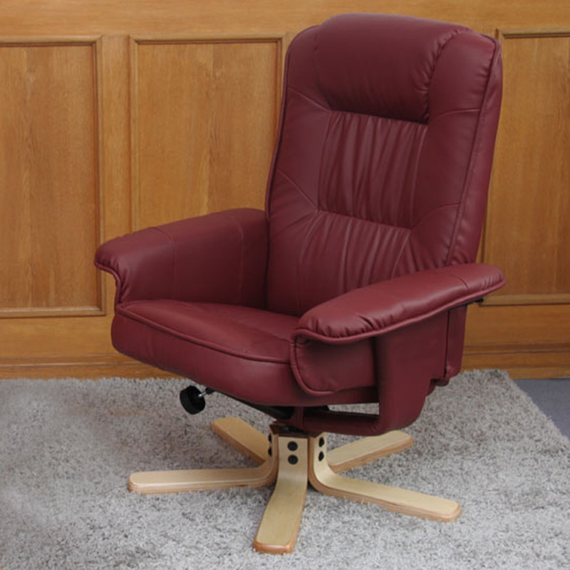 Fauteuil relax /de relaxation M56, simili-cuir, bordeaux