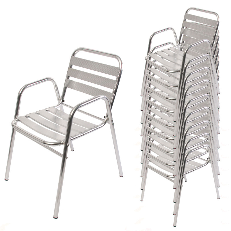 10xChaise de bar, chaise bistro M28, aluminium, 65x53x82cm