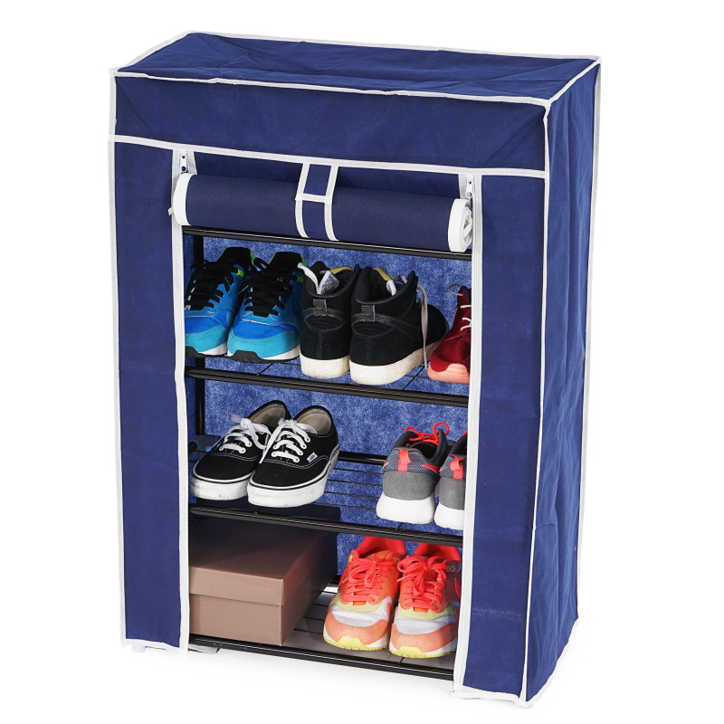 Armoire pliante range-chaussures de camping 84x60x29cm - bleu