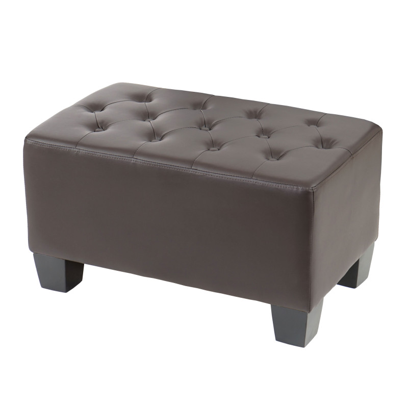 Pouf pour fauteuil de luxe lounge relax Chesterfield similicuir - pieds carrés, brun antique