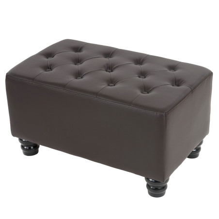 Pouf pour fauteuil de luxe lounge relax Chesterfield similicuir - pieds ronds, brun antique