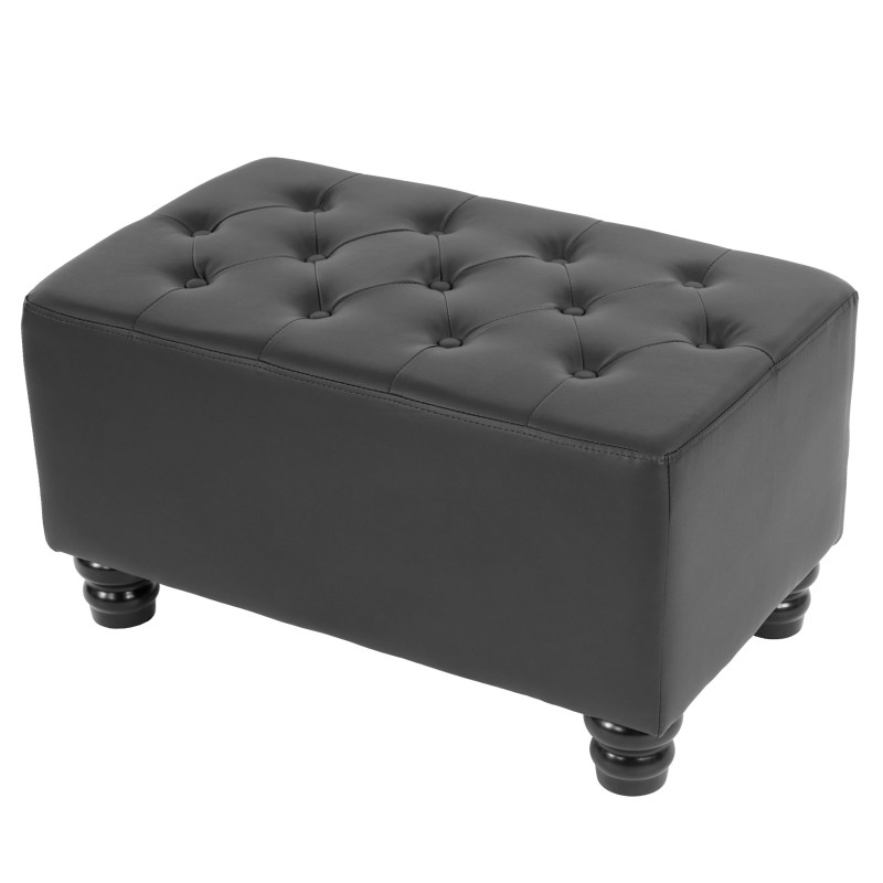 Pouf pour fauteuil de luxe lounge relax Chesterfield similicuir - pieds ronds, noir